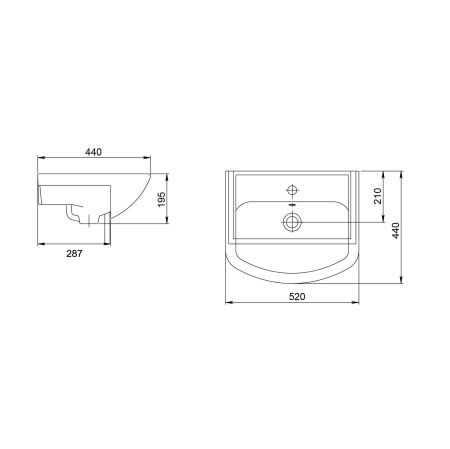 Раковина Santeri Акватон 52, артикул 1.3120.1.S00.11B.0