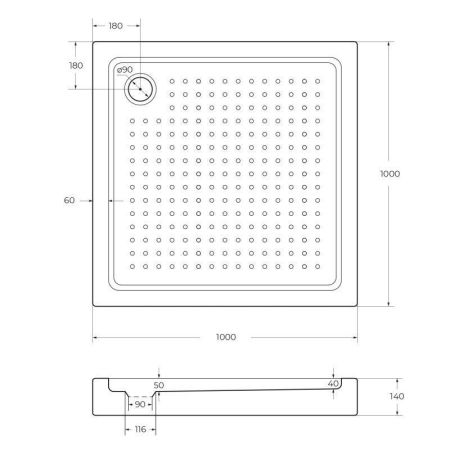 АКРИЛОВЫЙ ПОДДОН CEZARES TRAY-A-15-W, артикул TRAY-A-A-100-15-W0