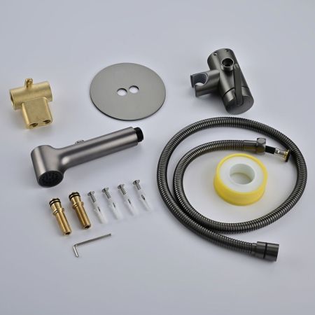 Гигиенический душ со смесителем Rose R235T, оружейная сталь, артикул R235T