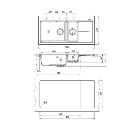 Кухонная мойка с разделочной доской Florentina РОССАНА 20.335.E1000.307, серый шёлк, артикул 20.335.E1000.307
