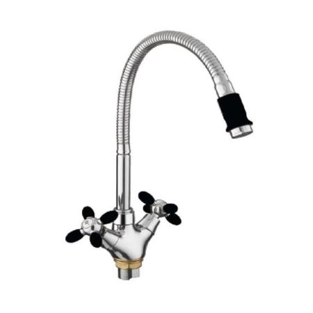 Смеситель для кухни с гибким изливом FASHUN A43127-7, хром/черный, артикул A43127-7