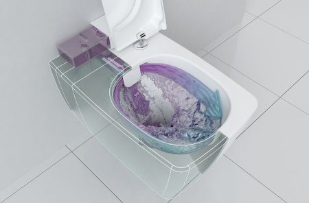 Metropole Rim-Ex Подвесной безободковый унитаз 56 см с функциями VitrAflush и VitrAfresh безободковый, с емкостью для чистящей жидкости, артикул 7672B003-1686