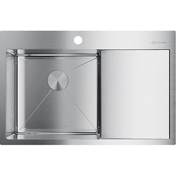 Мойка, OMOIKIRI, Akisame, с крылом, чаша слева, ширина, мм-780, глубина, мм-510, высота, мм-200, тип установки-встраиваемый, отверстия для смесителя-1, с переливом, сифон и донный клапан с декоративной накладкой в комплекте, материал-нержавеющая сталь, кр