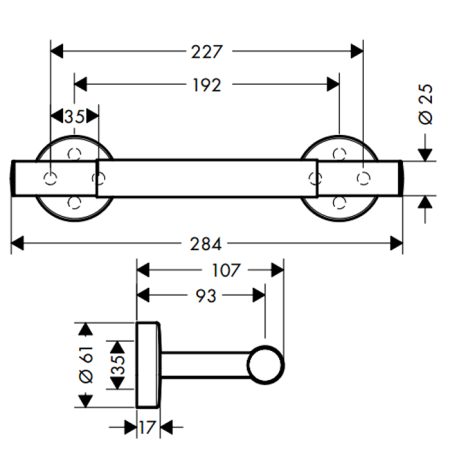 HG Comfort Подставка для ног 227мм, настенная, цвет:  хром, артикул 26329000