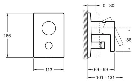 Смеситель для ванны с душем встраиваемый JACOB DELAFON STILLNESS E98723-CP (хром) ССП, шт, артикул E98723-CP
