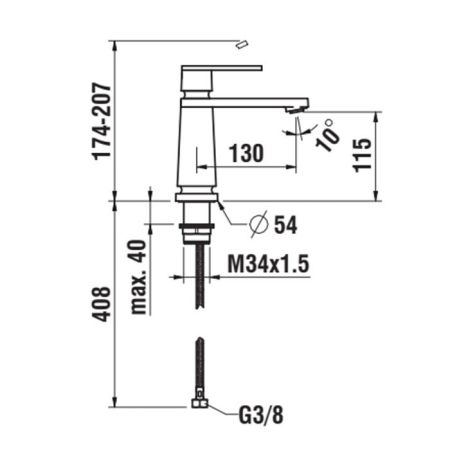Laufen THE NEW CLASSIC смеситель для раковины, излив 130 мм, без донного клапана, хром, артикул HF900504100000