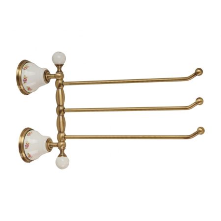 PROVANCE Полотенцедержатель тройной поворотный L35 cм, керамика с декором/бронза, артикул 17635