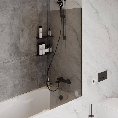 Шторка на ванну 70х140 см Maretti Marta MA41F7014098-560, профиль черный, артикул MA41F7014098-560