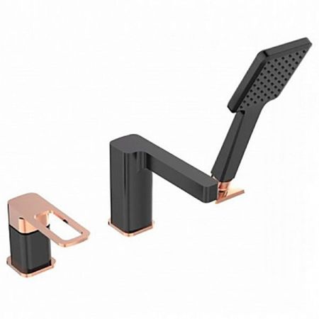 Смеситель на борт ванны Iddis Slide SLIBG30i07 Черный Розовое золото, артикул SLIBG30i07