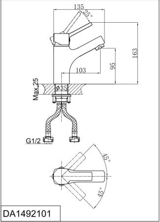 Смеситель для раковины DK Rhein.Dusseldorf (DA1492101), артикул DA1492101