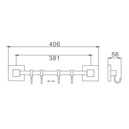 Планка с крючками для полотенец Haiba HB8615-4, хром