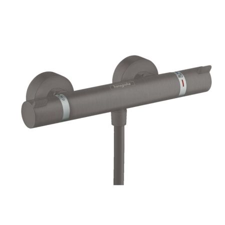 Смеситель для душа, Hansgrohe, Ecostat Comfort, тип открывания воды-вентильный, тип регулирования воды-термостатический картридж, монтаж-вертикальный (настенный), отверстия для монтажа-2, цвет-шлифованный черный хром, артикул 13116340