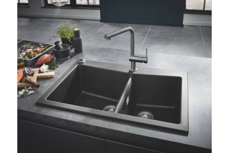 Мойка GROHE K700 с 2 чашами, 838 x 559 мм, серый гранит (31657AT0)