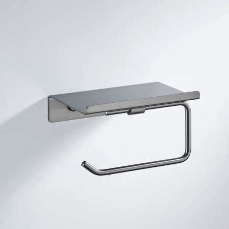 Держатель для туалетной бумаги с полочкой Shevanik SG5705T-1, оружейная сталь