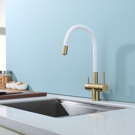 Смеситель для кухни с подключением фильтра Splenka S70.64.03, золотой сатин, артикул S70.64.03