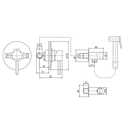 Гигиенический душ со смесителем Rav Slezak Seina SE942/1, хром, артикул SE942/1