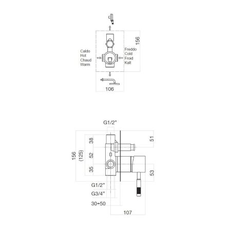 Смеситель для душа встраиваемый Webert Rimini RI860101560, черный