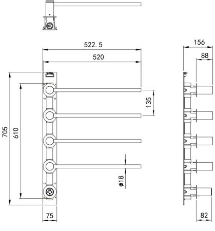 Полотенцесушитель электрический встраиваемый WONZON & WOGHAND MÜNCHEN, Темный графит (WW-A354-GM), артикул WW-A354-GM