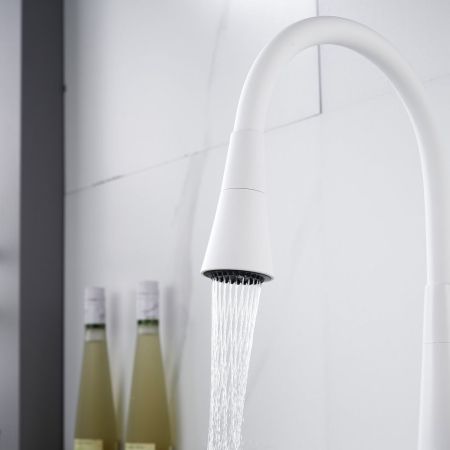 Смеситель для кухни с гибким изливом и режимом "душ" Rose R213C, белый