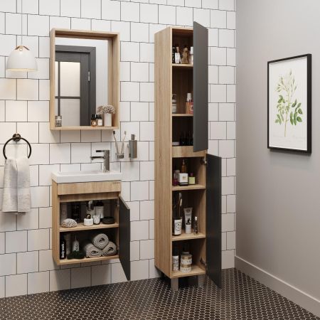 Пенал Onika Милтон 30 напольный, серый/дуб сонома, универсальный, артикул 403078