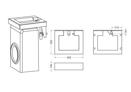 Раковина над стиральной машиной Корини 60х51 с кронштейнами