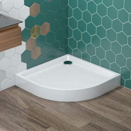 Комплект полукруглого душевого поддона с сифоном Lavinia Boho Rock 3707180S, 80 х 80 см