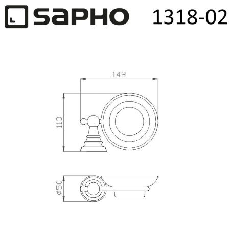 Мыльница DIAMOND стеклянная, настенная, бронза, Sapho, артикул 1318-02