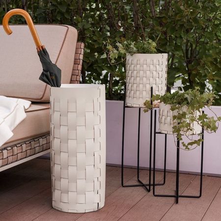 ADJ Зонтница с ведром А2033 Bottega, D22xH51 см., цвет: панна котта/белый, артикул 2051.16/10