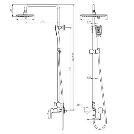Душевая система Lemark Ursus (LM7260BL), артикул LM7260BL