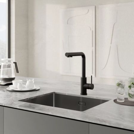 Смеситель IDDIS для кухни с фильтром черный матовый Rule (RULBLLFi05), артикул RULBLLFi05
