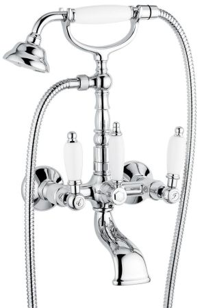 Смеситель Deco Ceramic с ручным душем для ванной, цвет хром