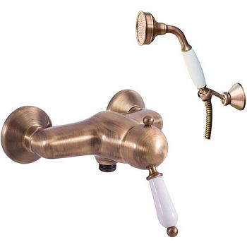 *Смеситель для ванны с автомат. перекл. и душем, подв. держат.,БРОНЗА