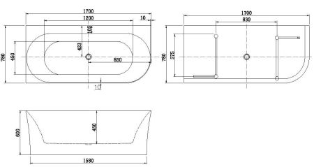 Акриловая ванна Allen Brau Priority 4 А 170x78 2.31004.20A, артикул 2.31004.20A