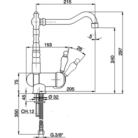 CISAL Arcana Empress Смеситель для кухни на 1 отверстие, цвет хром