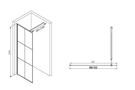 Душевая перегородка ABBER Immer Offen AG62090B Душевая перегородка ABBER Immer Offen AG62090B