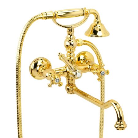 PRESTIGE Смеситель для ванны внешний, c поворотным изливом, золото, артикул 26894