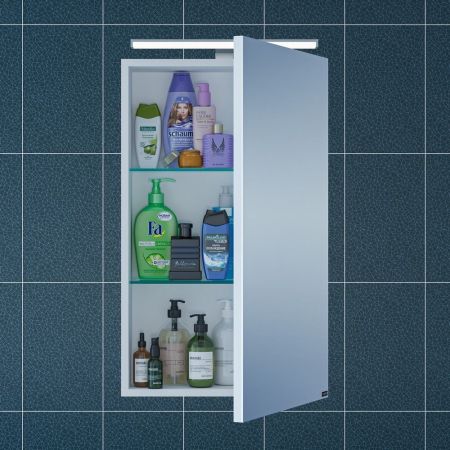 Зеркальный шкаф СаНта Стандарт 45 113014, цвет белый, с подсветкой