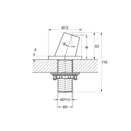 Переходник-держатель душевой лейки для ванны OMNIRES H14GL (золото), артикул H14GL