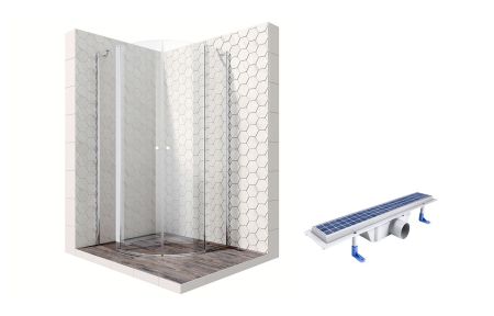 Душевой уголок Ambassador Nord 13011102-ST4, полукруглый, линейный трап, 100х100, артикул 13011102-ST4