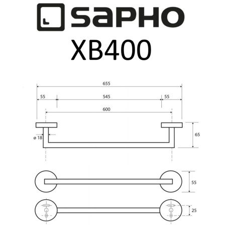 Полотенцедержатель X-ROUND BLACK 655 мм, черный, Sapho Полотенцедержатель X-ROUND BLACK 655 мм, черный, Sapho
