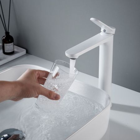 Смеситель для раковины высокий Shevanik S4311C, белый