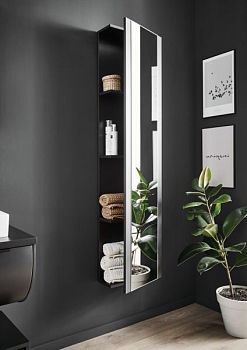 Puris Rounds, высокий шкаф (1 зеркальная дверь) 400 мм правый, цвет белый матовый