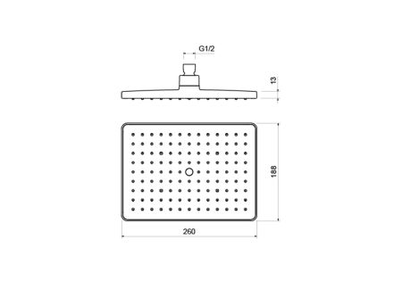 Прямоугольный верхний душ 260*188*68 мм AQUATEK AQ2087CR, артикул AQ2087CR