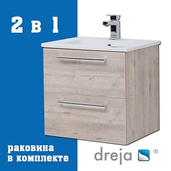 Тумба с раковиной подвесная Dreja Gio 60 см, дуб кантри