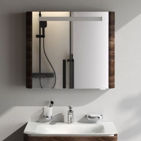 M30MCR0801NF Sensation, зеркало, зеркальный шкаф, правый, 80 см, с подсветкой, орех, текстурированна, артикул M30MCR0801NF