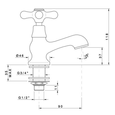 Nicolazzi Nuova Brenta Смеситель для раковины на 1 отверстие, излив: 90мм, цвет: хром, артикул 2517CR
