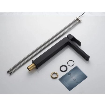 Смеситель для раковины высокий Knotlor KN-24/BL, черный, артикул KN-24/BL