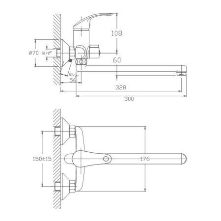 Смеситель для ванны Haiba HB2237, хром, артикул HB2237