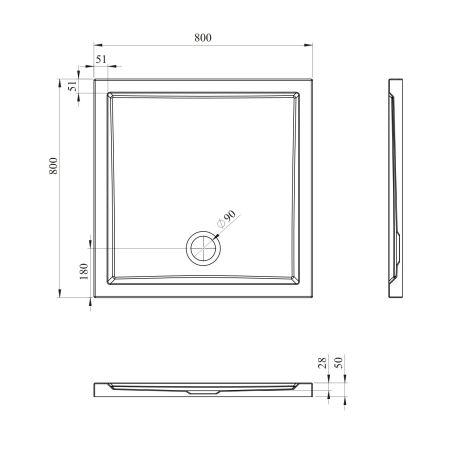 Акриловый душевой поддон Lavinia Boho One 37013800, квадратный, 80 х 80 см, артикул 37013800