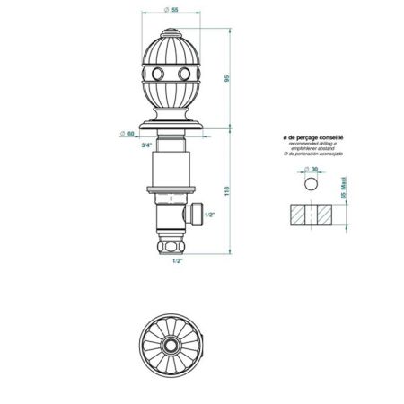 THG AMBOISE MALACHITE Вентиль смесителя для раковины, вставки малахит, цвет полированное золото, артикул A1J-F01-35